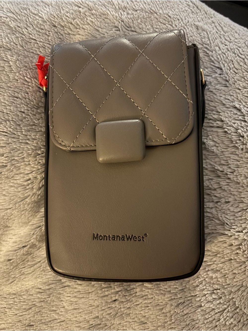 Montana West Gray Quilted Crossbody Phone Bag